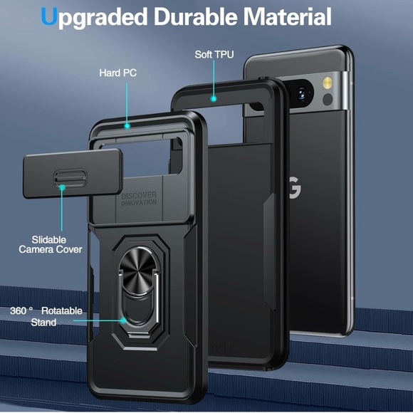 for Google Pixel 8 Case, [Built-in Rotatable Kickstand Ring] - Picture 4 of 12